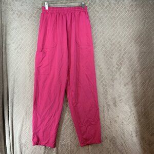 Pepin Uniforms Scrub Pants Womens Small Pink Cargo Tapered Leg High Rise Pull On